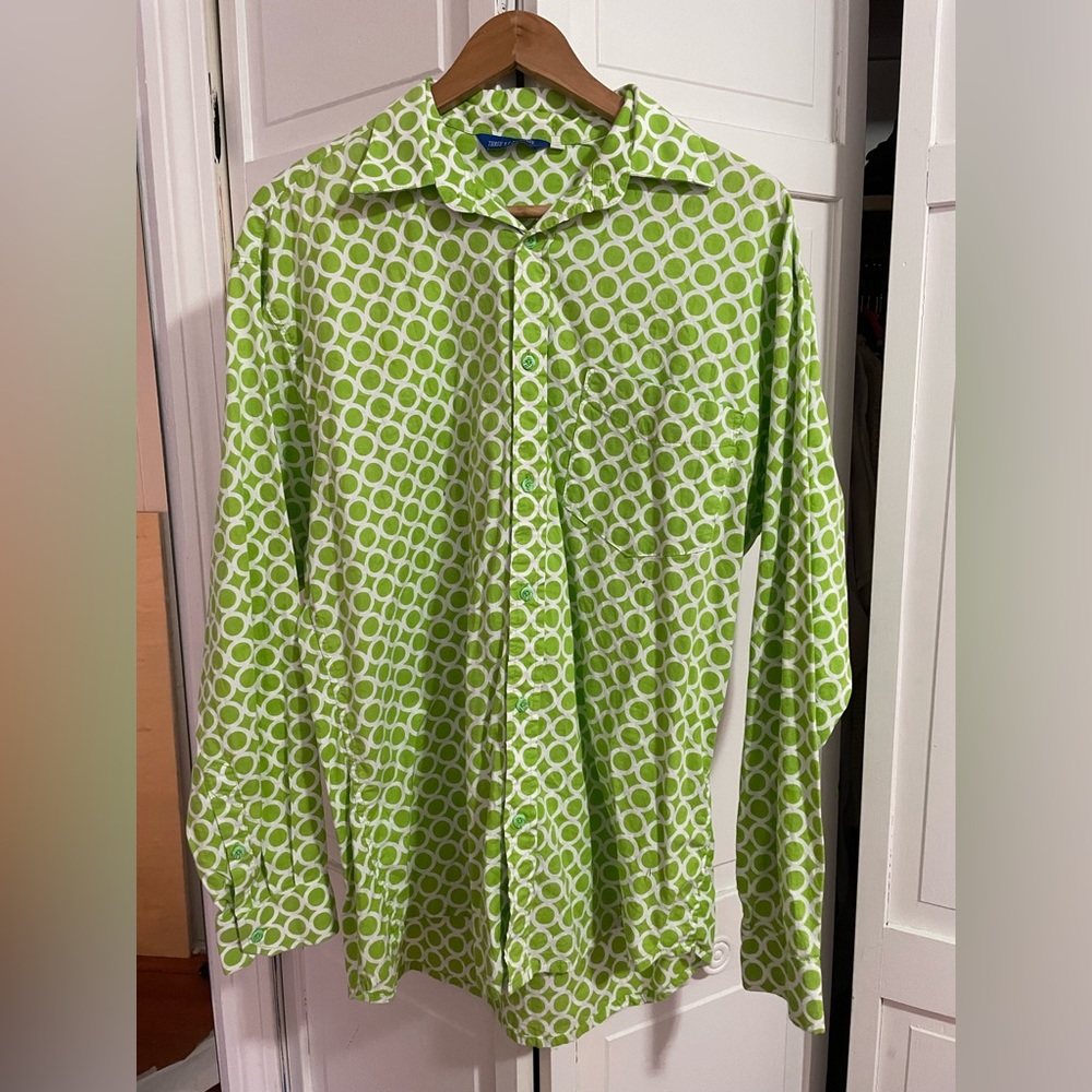 Retro vibe lime green button up BY Three Islands
